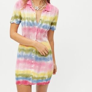 UO DEZI Tie Dye Knit Rainbow mini Dress